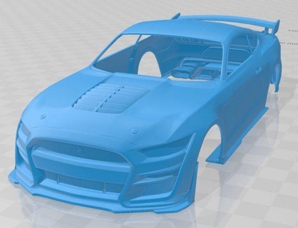mustang Shelby gt500 2020 stampabile corpo macchina settore automobilistico fessura scalextric tamiya rc miniz passatempo micro 3d print model - Mito3D