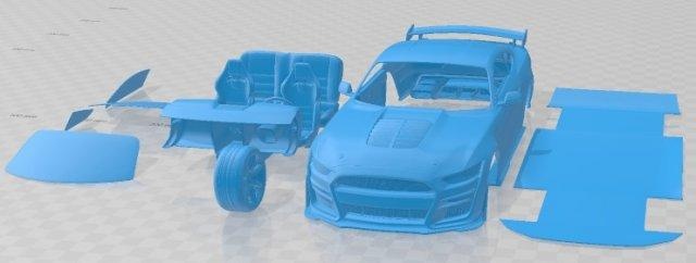 mustango Shelby gt500 2020 imprimible coche vehiculo automotor espacio scalextric Tamiya rc miniz pasatiempo micro 3d print model - Mito3D