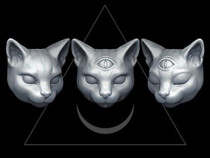 mystique chat sculpture tête pendentif bague animal Roche chaton minou bijoux félin yeux gothique bougie lune Luna magie 3d print model - Mito3D