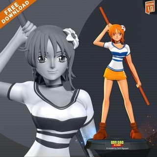 nami trozo arte fan gratis mujer pieza anime manga personaje luffy 3dprint 3dprinting estatua figura 3d print model - Mito3D