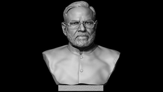 narendra damodar modi escultura hombre 3dmodel 3dprinting personaje esculturas busto imprimible 3dprint diplomático principal ministro India hindú nacionalista indio miniaturas 3d print model - Mito3D