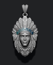 native american indian girl pendant wildwest aboriginal america head hunt indians jewellery jewelry male men nature obj plains ritual tribe necklace women woman 3d print model - Mito3D