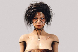 originaire indigène femme pleinement gréé pbr tribu ancien culture plume femelle guerrier américain chaman costume ethnique tribal fille coiffure sauvage primitif Aborigène 3d print model - Mito3D