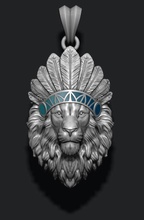 natif du lion pendentif les autochtones l'amérique américain tête indiens bijoux la nature plaines le rituel de tribu wildwest zbrush collier tigre liyon layn l'émail 3d print model - Mito3D