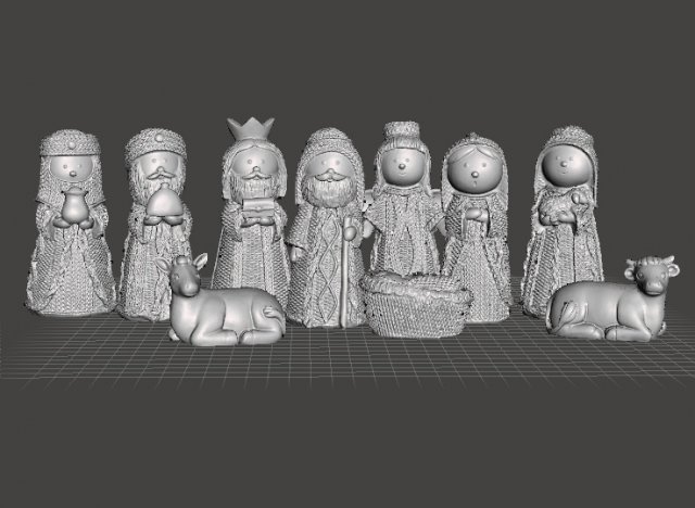 nativity full set 11 figures model christmas ornament family sculpture craft figure figurine xmas tree baby wildlife gift vintage statue jesus traditional decoration art new-year holidays collection 3D print model - Mito3D