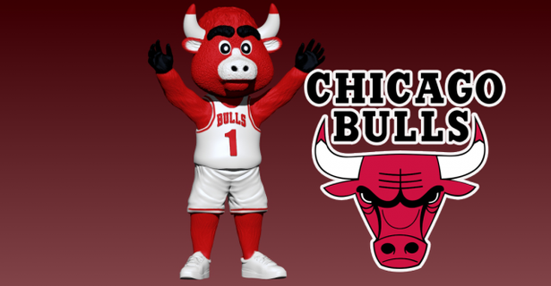 nba - chicago bulls basketball mascot statue 3d print sculpture game player figure decor ball 3d print model - Mito3D