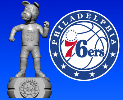 nba crême Philadelphia 76ers basketball mascotte statue 3d impression sculpture américain Balle sport joueur figure jouets 3d print model - Mito3D