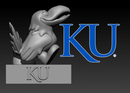 NCAA Kansas Jayhawks Football mascotte statue sculpture 3d print model - Mito3D