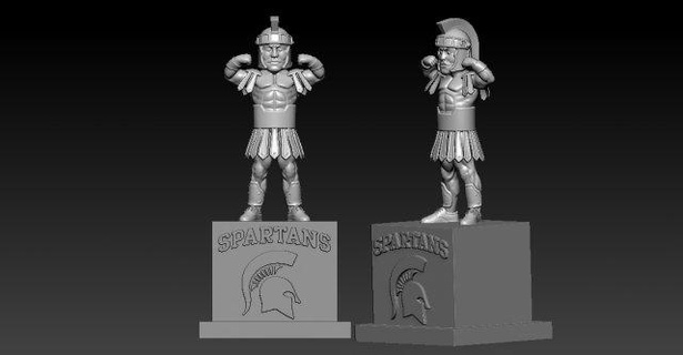 ncaa Michigan spartani calcio mascotte statua scultura americano nfl fbs palla 3d print model - Mito3D