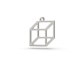 necker cube pendant printable jewelry jewellery jewel gold silver platinum sterling metal metallic steel art psychology science illusion optical symbol 3d print model - Mito3D