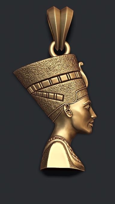nefertiti pendant jewelry sculpture silver printable statue necklace pendants egypt egyptian queen princess god goddess pharaoh ancient archaeology cleopatra mythology kleopatra 3D print model - Mito3D