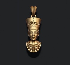 nofretete anhänger 3d drucken modell 3dexport schmuck skulptur silber druckbar statue halskette ägypten ägyptisch königin prinzessin göttin pharao uralt archäologie kleopatra mythologie 3d print model - Mito3D