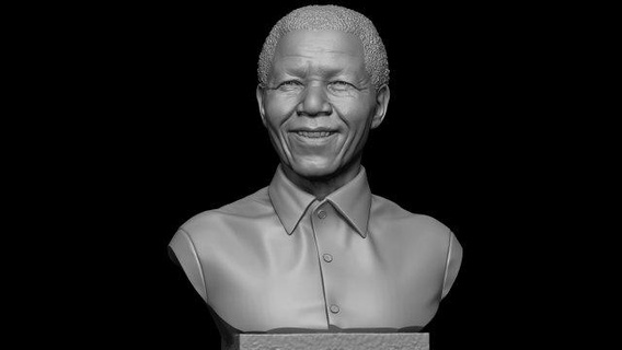 nelson mandela man president south africa anc activis apartheid politician black democratic african politic printable 3dprint bust studio jailed rolihlahla 3d print model - Mito3D