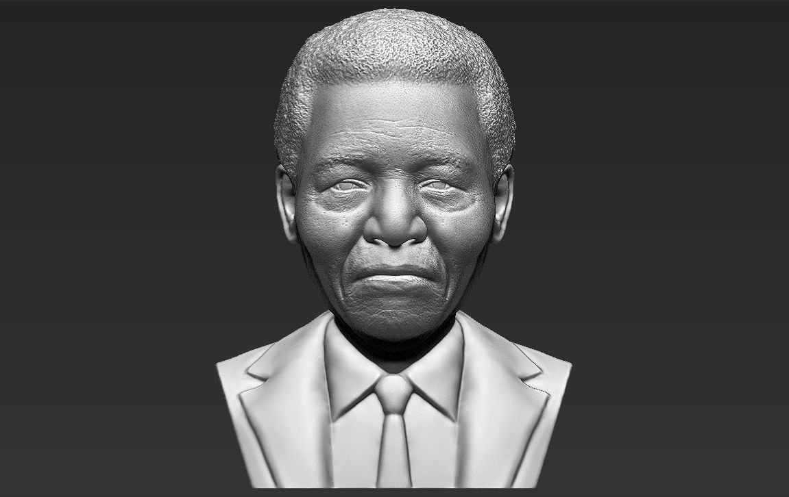 nelson mandela busto de impressão 3d pronto stl obj política político famosos o apartheid rpa áfrica racismo racista lutero rei martin gandhi trump obama putin malcolm-x líder 3D print model - Mito3D