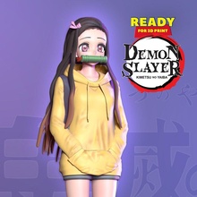 nezuko kamado - demon slayer fanart 3d print model in woman 3dexport demonslayer nezuko-demon-slayer 3dprint statue figure cute anime manga 3d print model - Mito3D