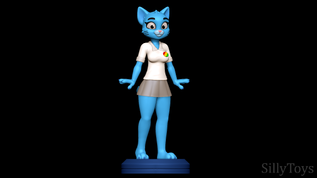 nicole Watterson asombroso goma mascar hembra felino azul peludo antro pata impresión gato dibujos animados red bigotes milf 3D print model - Mito3D