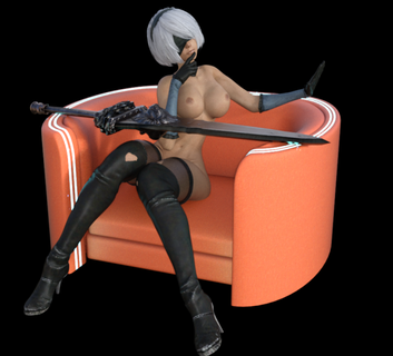 nier2b sentado espada mujer 3d print model - Mito3D