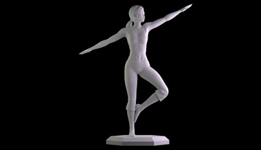 nintendo wii treinador 3d impressão ginástica escultura ioga arte modelo in mulher 3dexport estátua 3dprint super manos esmagar menina posado 3d print model - Mito3D