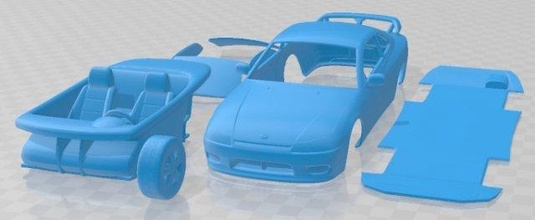 nissan 240sx silvia s15 1999 imprimible coche vehiculo 3d impresión modelo in automotor 3dexport espacio scalextric tamiya rc miniz pasatiempo micro 3d print model - Mito3D