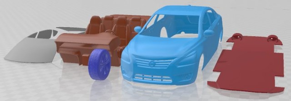 nissan áltima sedán 2013 imprimible coche vehiculo 3d impresión modelo in automotor 3dexport espacio scalextric tamiya rc miniz pasatiempo micro fundido presión 3d print model - Mito3D