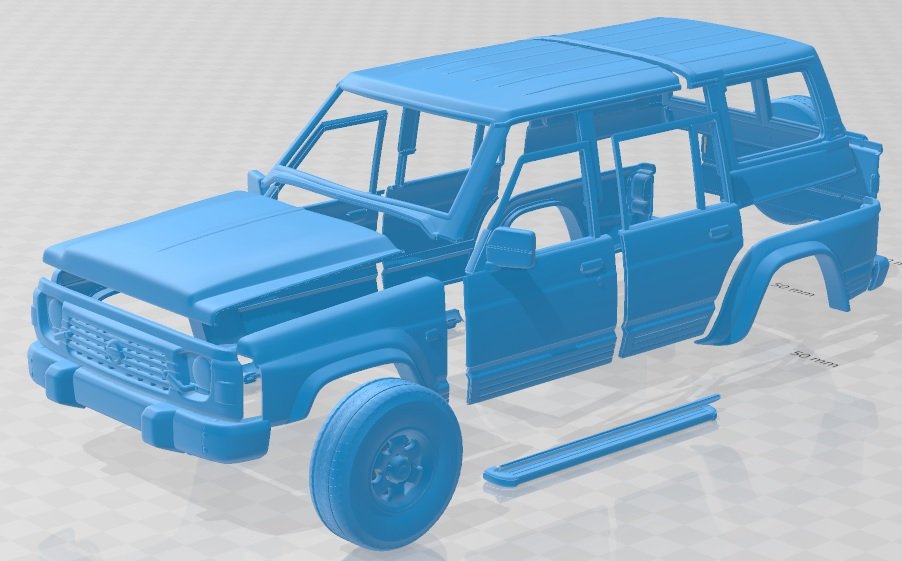 nissan patrol y60 5 doors 1987 printable body car 3d print model in automotive 3dexport slot scalextric tamiya rc miniz hobby micro crawler 3D print model - Mito3D