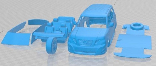 Nissan devriye gezmek y62 2019 yazdırılabilir araba yuva ölçülü Tamiya rc miniz hobi mikro 3d print model - Mito3D