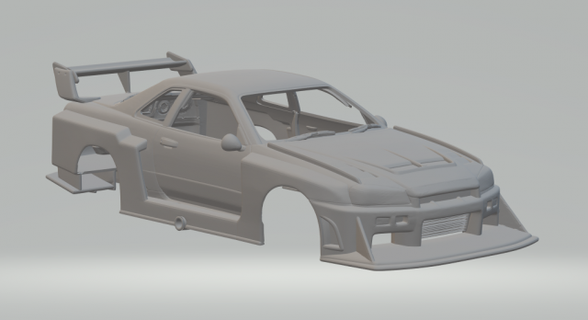 Nissan horizon gt r34 lbwk silhouette véhicule moulé pression roues chaudes voiture chaud jouets impression course 3d print model - Mito3D