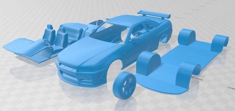 nissan horizonte r34 gt r cupé 1999 imprimible coche vehiculo 3d impresión modelo in automotor 3dexport espacio scalextric tamiya rc miniz pasatiempo micro 3d print model - Mito3D