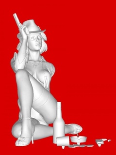noir sitting pose woman 3d print model - Mito3D