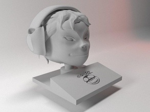 nooble - gorillaz noodle headset sculpture 3d print model - Mito3D