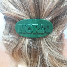 nora personalized oval hair barrete 60-76 3d print model in 3dexport pin names customizable 3d print model - Mito3D