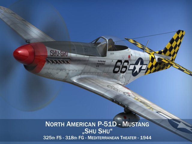 norden amerikanisch p51d mustang shu 3d modell kämpfer 3dexport p51 51 51d schachbrett flugzeug usaaf us luftwaffe single seat armee militär luftfahrt 3D print model - Mito3D