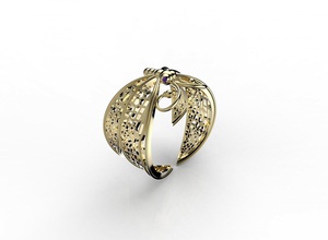 oc-buttler ring gold silver woman gems butterfly 3d print model - Mito3D