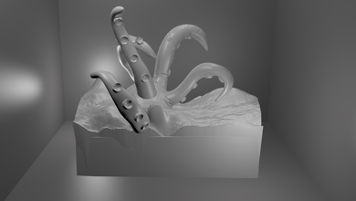 pulpo in oceano gratis 3d impresión modelo monstruos criaturas 3dexport octo tentáculos tentáculo agua trama diseño imaginación monstruo miedo dolor pánico morir animal imprimible 3d print model - Mito3D