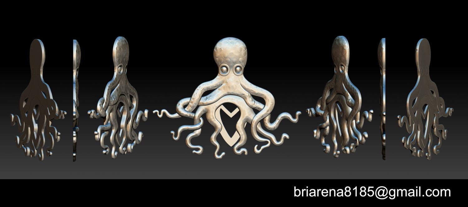 polpo pendente 3d stampa modello in ciondoli 3dexport mare creatura oceano pesce natura bestia argento kraken sterlina stampabile calamaro tentacolo barca gioielleria colgante 3D print model - Mito3D