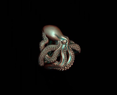 polvo anel argolas Lula mar oceano criatura tentáculo vulgar oktopus tentáculos água peixe marinho natureza animal Tubarão golfinho prata jóia colar 3d print model - Mito3D