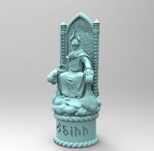 odin on throne by scandinavian mythology viking pagan deity 3d print model in sculpture 3dexport vikings valkyrie printable statue statuette cncmachining cnccarvemodel 3dprintmodel 3dprintable 3dprintready 3d print model - Mito3D