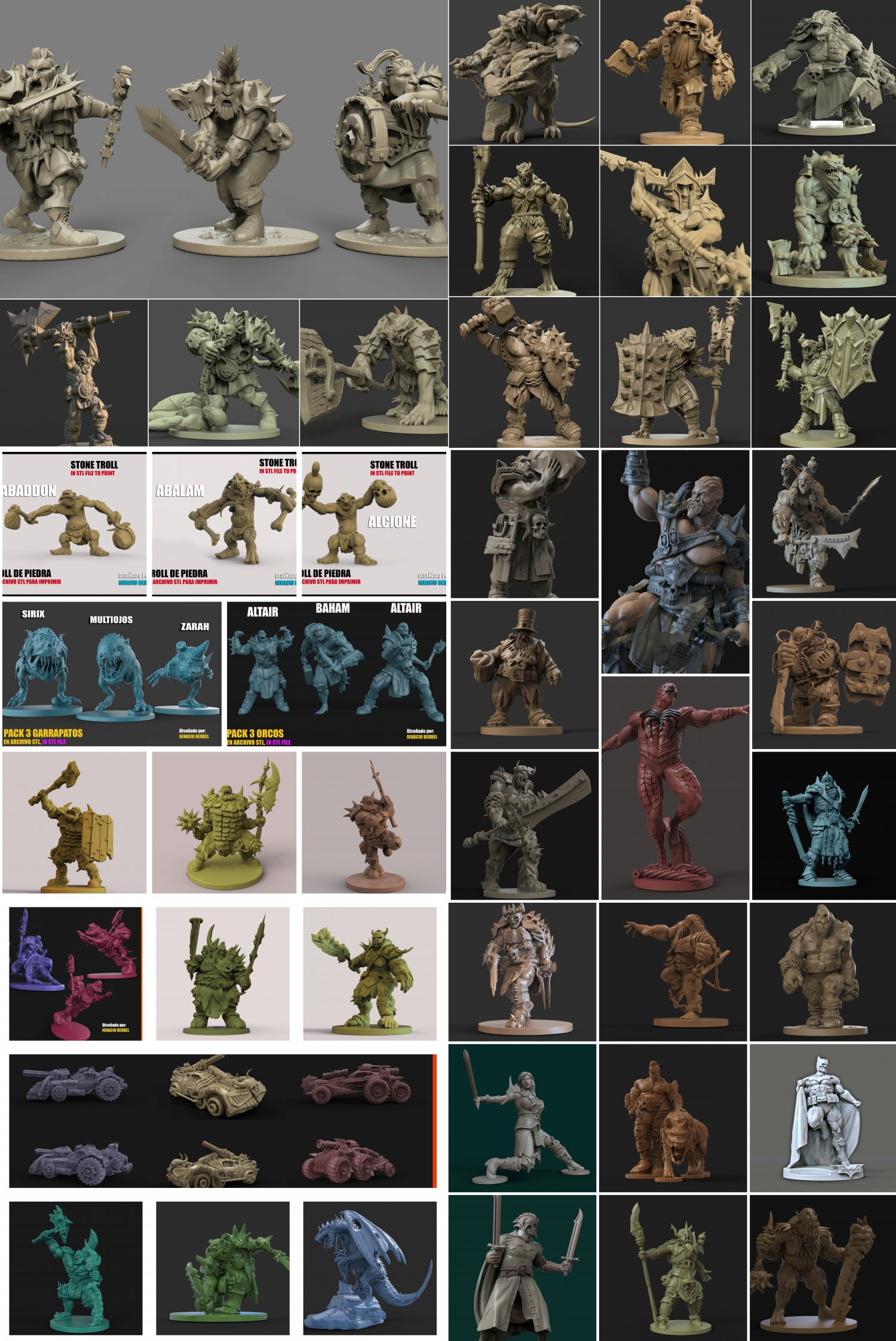 40 descuento oferton 54 personajes stl por 12 3d stampa modello in mostri creature 3dexport archivosstl miniaturas zbrush orchi troll ogros stlprints archivos3d stlgratis miniaturesstl warhammer 3D print model - Mito3D