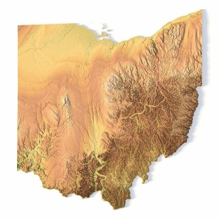 Ohio stl 3d impression modèle terrain Etats Unis pays Amérique art carte 3d print model - Mito3D