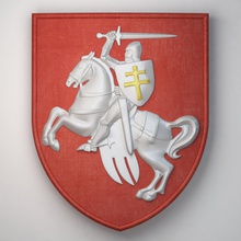 old coat of arms republic belarus 3d print model in signs logos 3dexport emblem byelorussia chase purchase pagonya horseman rider knight horse sheild sword cross bas-relief relief 3d print model - Mito3D