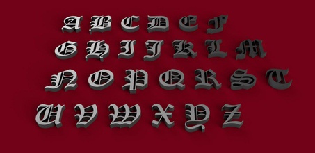 inglese antico carattere maiuscolo in minuscolo 3d lettere file stl alfabeto lettera parole di testo scrivere tipo tipi gadget le decorazioni 3dmodel 3dprint 3d print model - Mito3D