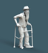 vecchio uomo 3d stampa modello in 3dexport disabilitato malato maschio storpio senzatetto barbone nonno barba pensionato miniature figurine 3d print model - Mito3D