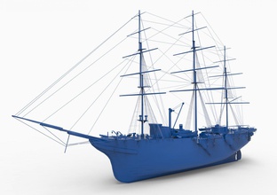 eski gemi mod1 3d yazdır model in otomotiv 3dexport kalyon yelken korsan tekne nostaljik ahşap güverte deniz yelkenli tarihi top antik ulaşım firkateyn çapa 3d print model - Mito3D