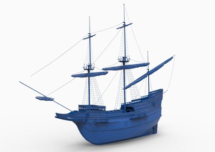 alt schiff mod8 3d drucken modell automobil 3dexport galeonen segel pirat boot jahrgang hölzern deck nautisch segelboot segeln historisch kanone antiquität transport fregatte galeone anker 3d print model - Mito3D