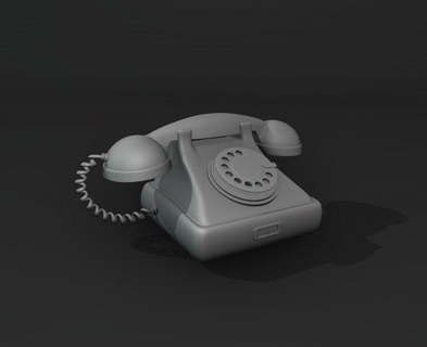 antiguo teléfono imprimible electrónica fijo clásico home phone corded old fashion office dial keys números retro llamada marcar estatua figurilla miniatura decoración juguete 3d print model - Mito3D