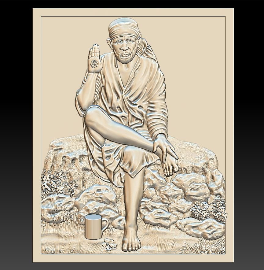 om sai ram - alivio 2018 gurú retrato budha el la memoria 3D print model - Mito3D