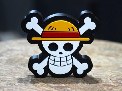 pezzo cartello segni loghi pezzo cartello logo pezzo Rufy mugiwara anime pirata osso cannuccia cappello miniature figurine 3d print model - Mito3D