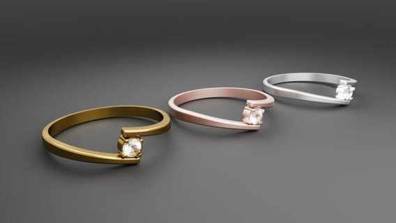 one stone ring modern rings jewelry crown print model engagement earring brand gemstone wedding accessories golden silver diamond printable jewellery gold rosegold 3d print model - Mito3D
