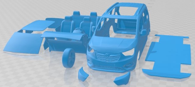 Opel kombo hayat 2019 yazdırılabilir kamyonet otomotiv yuva ölçülü Tamiya rc miniz hobi mikro 3D print model - Mito3D