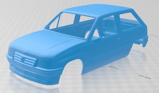 opel corsa 1985 printable body car 3d print model in automotive 3dexport slot scalextric tamiya rc miniz hobby micro 3D print model - Mito3D